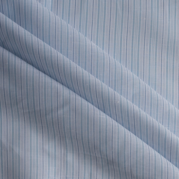 Oceanline Linen Cotton Fabric – lightweight yarn-dyed stripe in light blue and white