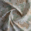 Ornate Harmony Linen Blend Fabric – geometric & floral pattern in earthy moss, aqua & olive tones, lightweight 140 GSM