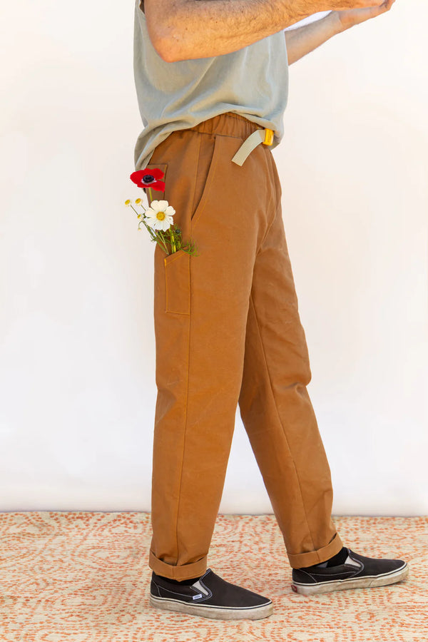 Rambler Pants Sewing Pattern – pull-on elastic waistband, built-in belt, tapered leg, XS-7X