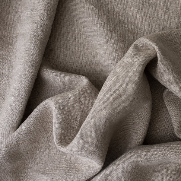 Close-up of Raw Linen extra wide 280cm 100% linen fabric 300gsm for jackets, aprons, cushions, curtains and structured home textiles