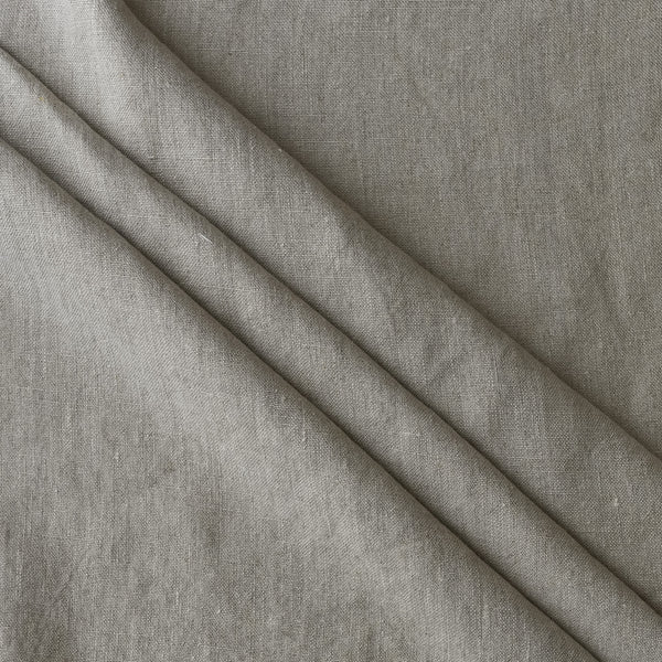 Raw Trace extra wide heavyweight 100% linen fabric in natural flax tone with subtle darker thread variation for jackets and homewares