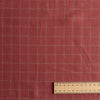 Red Sand Check linen fabric in earthy brick red with teal twin pinstripes, 100% linen, 130 GSM, 60 LEA