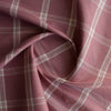 Rosewood Check Yarn-Dyed Linen Blend Fabric – dusty mauve with white intersecting grid pattern, lightweight 135 GSM