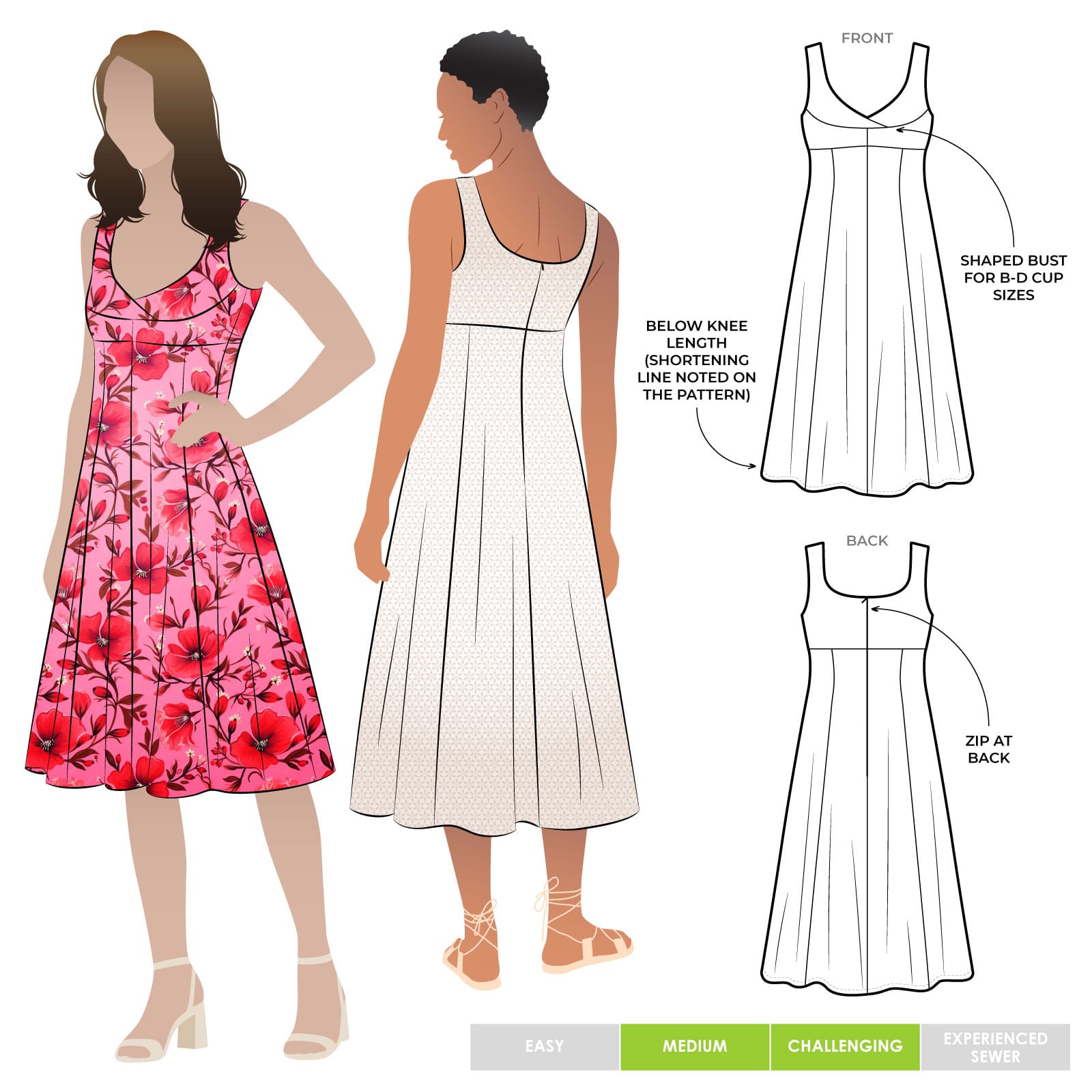 Sabrina Woven Dress Sewing Pattern | Elegant Sleeveless Linen Dress with High-Waisted Bodice and Gored Skirt de Linum Sabrina Woven Dress Sewing Pattern | Elegant Sleeveless Linen Dress with High-Waisted Bodice and Gored Skirt de Linum