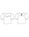 Sagebrush Top Sewing Pattern – puff sleeve blouse with back tie, beginner-friendly, XS-7X