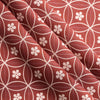 Sakura Bloom Linen Blend Fabric – deep pink hue with sakura floral pattern & subtle grid, lightweight 135 GSM