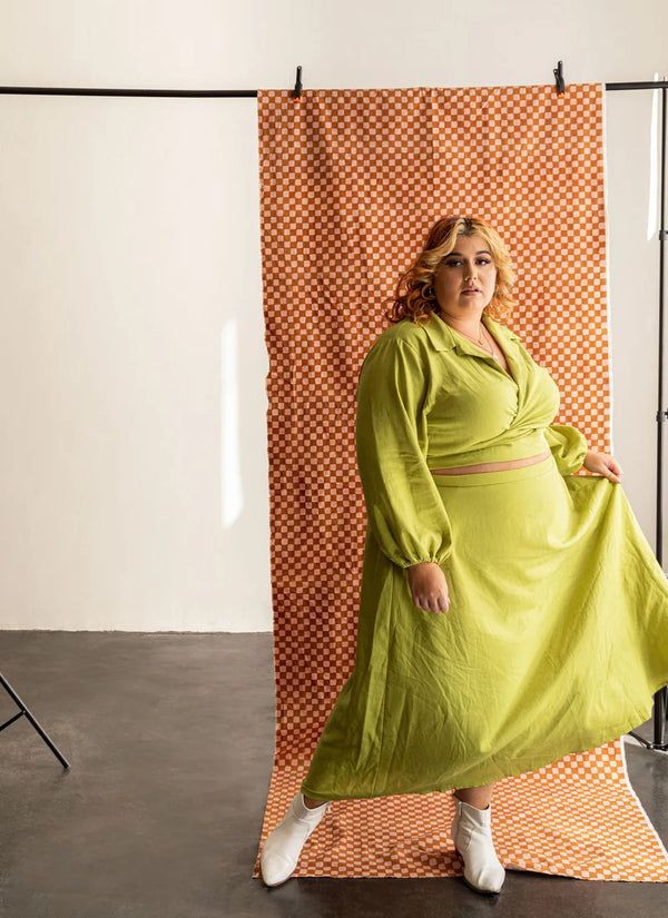 Saturday Skirt Set Sewing Pattern – wrap top and midi A-line skirt with pockets (XS–7X)