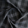 Yarn-Dyed Charcoal Check Linen Blend Fabric - Dark Grey and Black Check