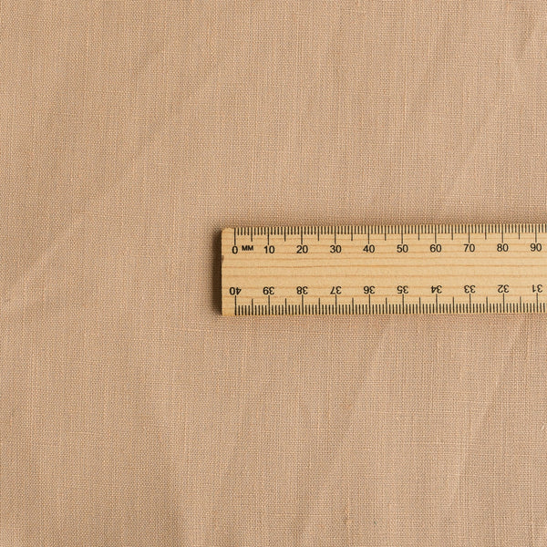 Neutral Banoffee Pie Linen Fabric showcasing thick weave and natural texture.