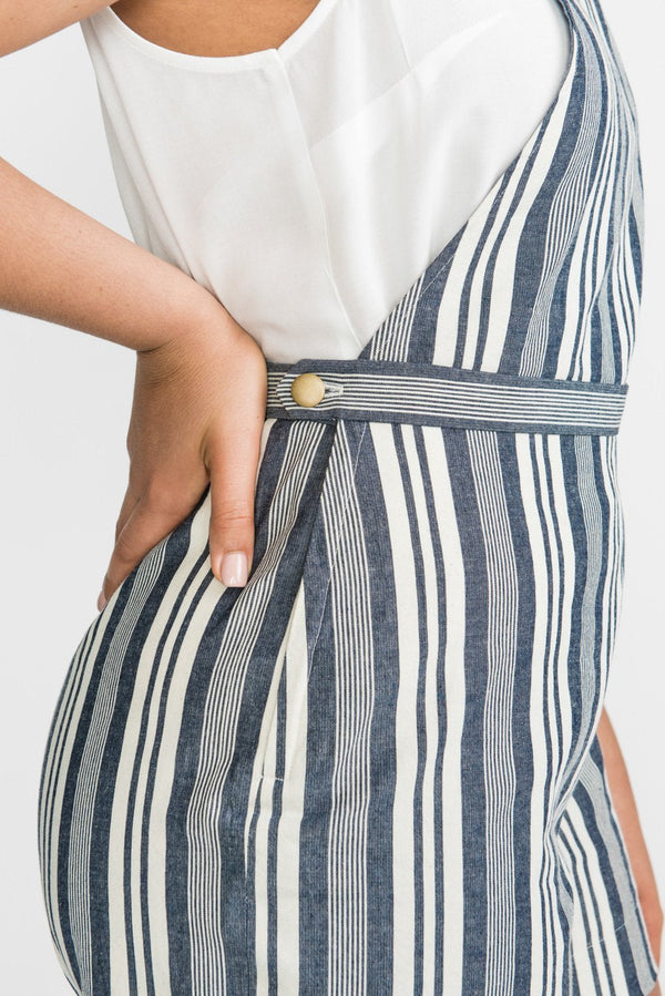 Jenny Overalls and Trouser sewing pattern, featuring ultra-high rise, wide-leg design, and customizable details, suitable for bottom-weight woven fabrics like denim and linen.