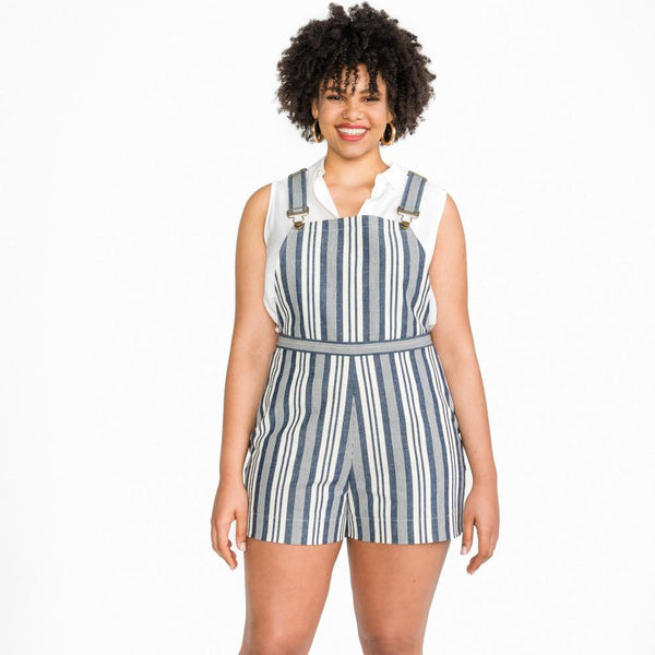 Jenny Overalls and Trouser sewing pattern, featuring ultra-high rise, wide-leg design, and customizable details, suitable for bottom-weight woven fabrics like denim and linen.