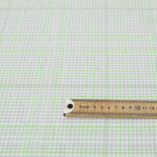 Lime Green Plaid Linen Blend Fabric