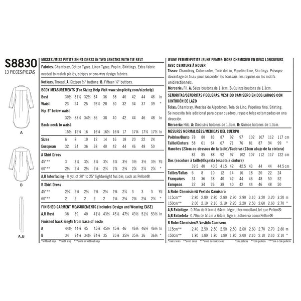 Mimi G Misses'/Miss Petite Shirtdress Sewing Pattern