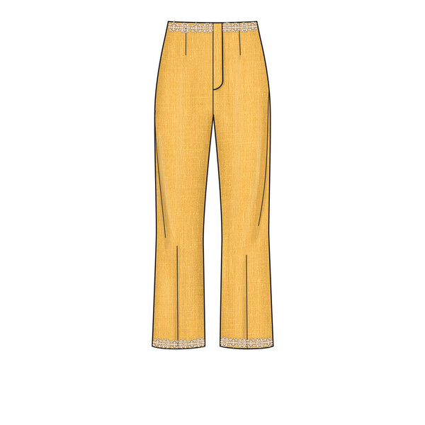 Misses' High Waisted Flared Pants N6660 Pattern with Front Fly Zipper