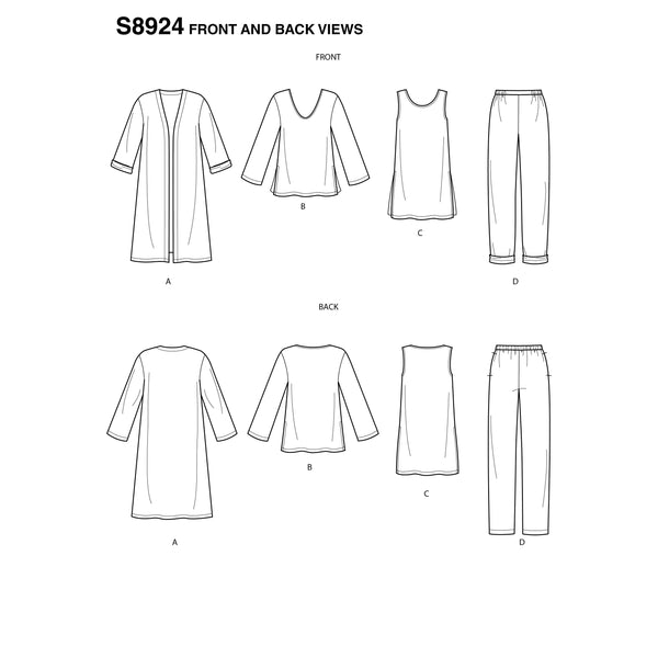 Misses' Jacket, Top, Tunic & Pull-On Pants Sewing Pattern S8924