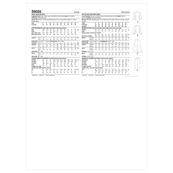 Misses' Jacket and Skirts Multi-Size Sewing Pattern