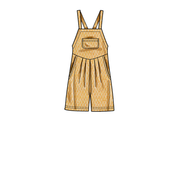 Misses' Overall with Shaped Raised Waist and Back TiesSewing Pattern