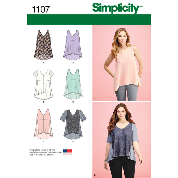 Misses' Tops with Fabric VariationsS1107 Multi-Size Sewing Pattern