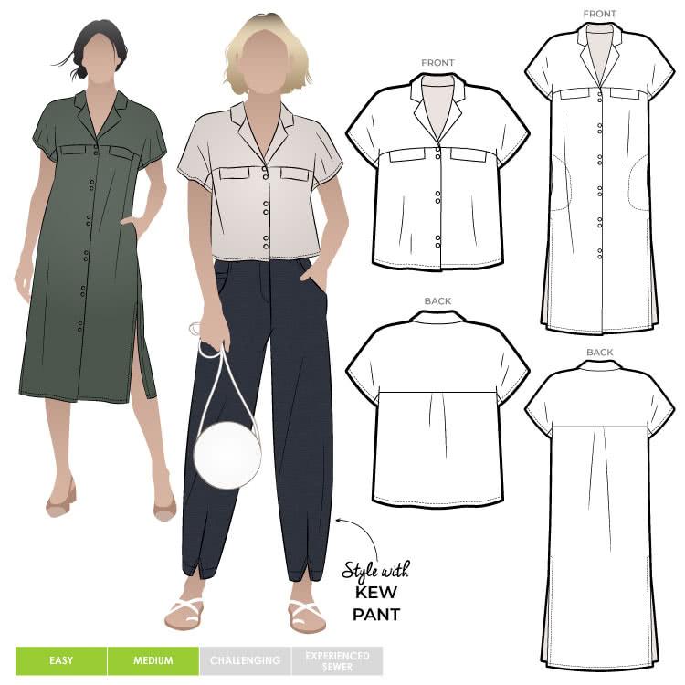 Monty 2-in-1 Shirt & Dress Sewing Pattern - Revere Collar Elegance de Linum Monty 2-in-1 Shirt & Dress Sewing Pattern - Revere Collar Elegance de Linum
