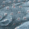 Blue-Grey Print Linen Blend Fabric