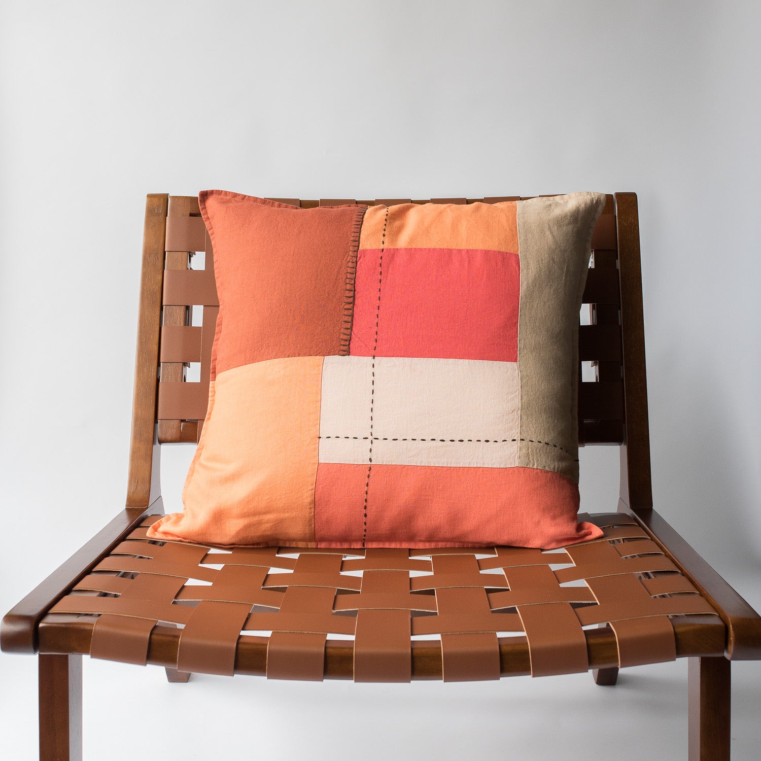 100% Linen Earthy Patchwork Cushion Cover