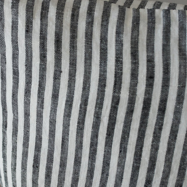 Charcoal Stripe 100% Linen Cushion Cover