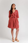 Versatile Darling Ranges dress and blouse pattern with deep v-neck, high waistline, and multiple sleeve lengths, suitable for a range of fabrics and styles.