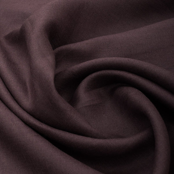 Deep Aubergine 100% Linen Fabric| Remnant