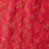 Deep Red Embroidered 100% Linen Fabric