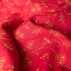 Deep Red Embroidered 100% Linen Fabric