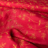 Deep Red Embroidered 100% Linen Fabric