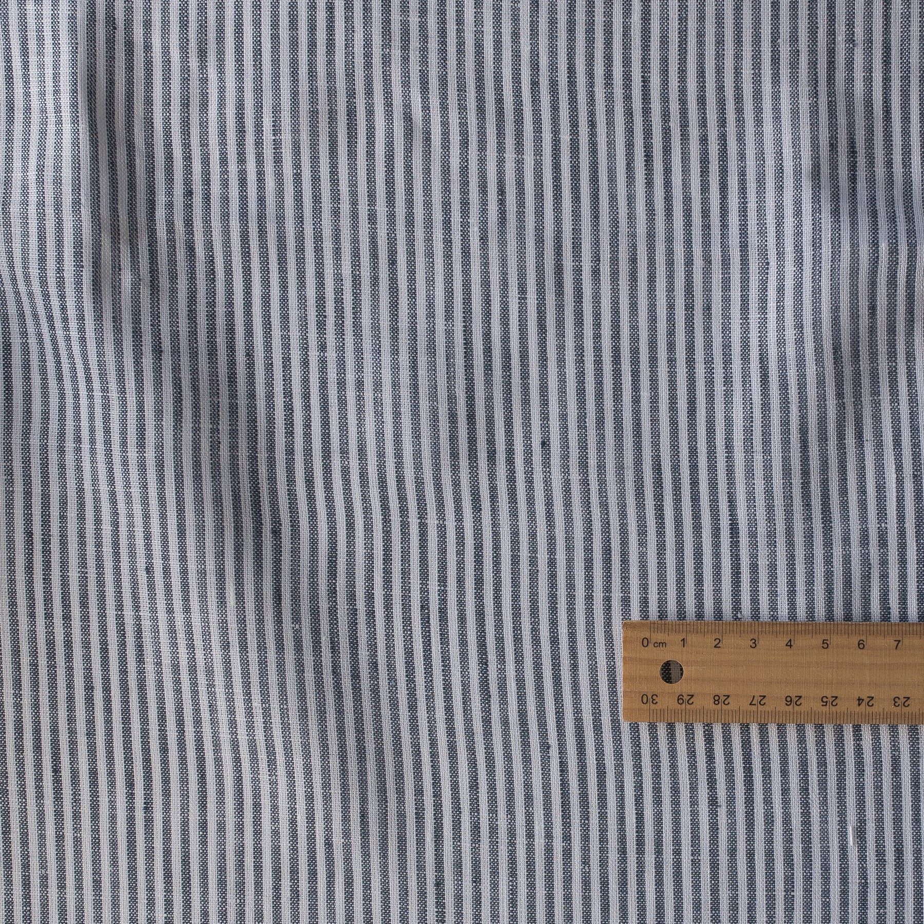 Graphite Stripe 100% Linen Fabric – Yarn-Dyed Grey Stripes on White ...