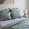 Harbour Sage 100% linen duvet cover soft sage green breathable bedding
