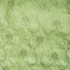 June Bud Green Embroidered Linen Fabric