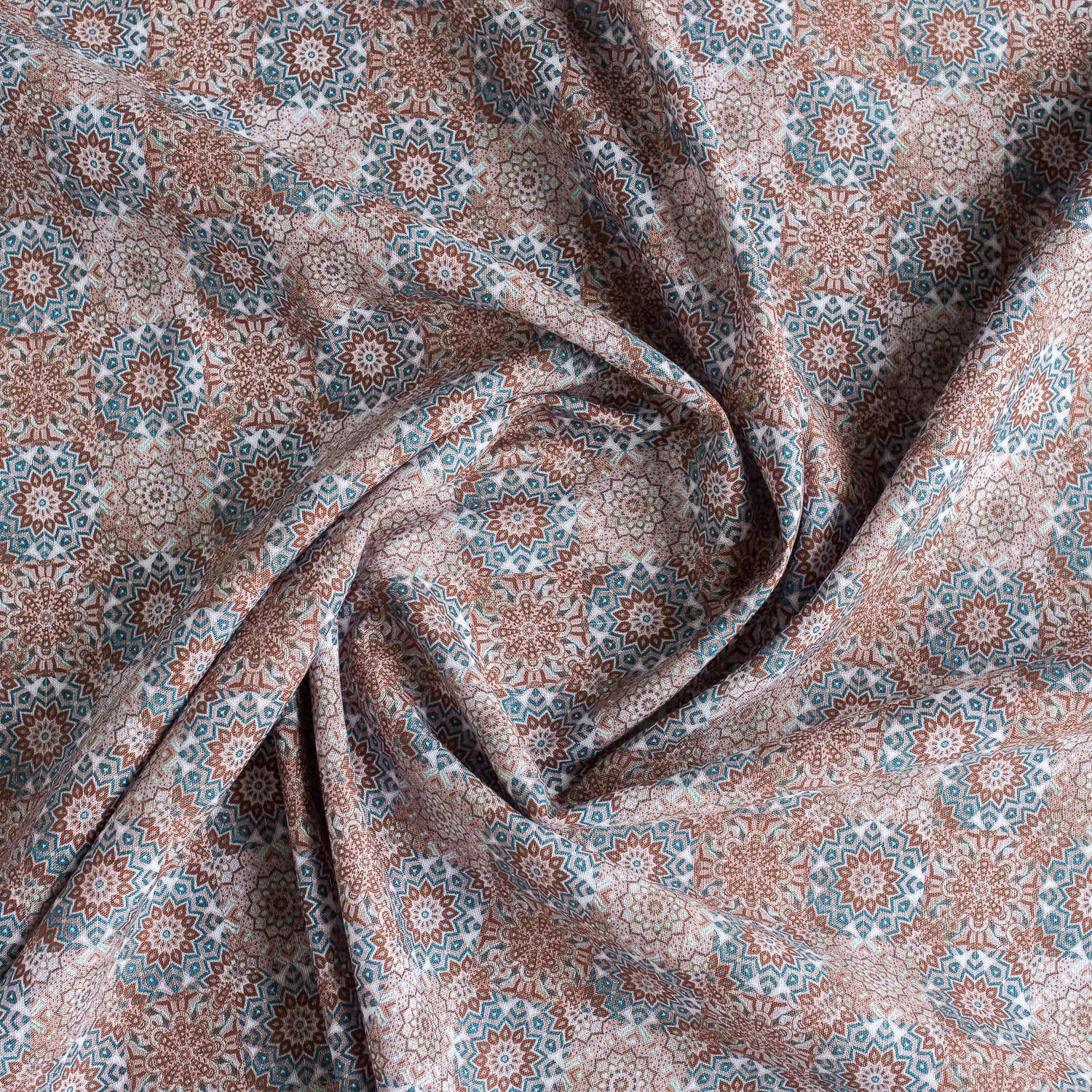 Kaleidoscope Print Linen Blend Fabric