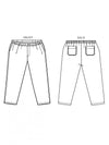Line drawing of The Elling Men’s Trouser showing front and back views on a white background