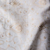White Gold Floral Embroidered Linen Fabric