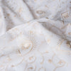 White Gold Floral Embroidered Linen Fabric