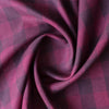 Close-up of Plumberry Gingham linen fabric in three-tone plum and berry, evenly spaced gingham, 100% linen, 130 GSM, yarn dyed