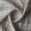 Honey Reed Plaid linen fabric with warm golden, grey and white yarn-dyed stripes, 100% linen, 135 GSM, 60 LEA