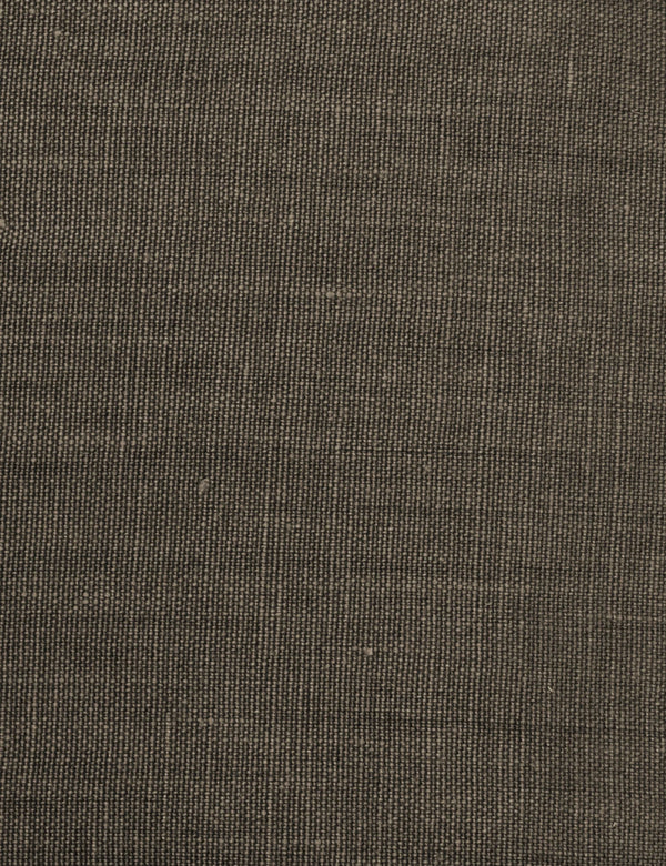 Ironwood heavyweight 100% linen upholstery fabric in a dark earthy brown-grey