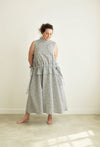 Isabel Dress PDF sewing pattern with relaxed A-line silhouette, V-shaped back neckline, high collar tie and side pockets