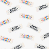 Happy Birthday woven KATM sewing labels for handmade gifts, clothes, and DIY sewing projects
