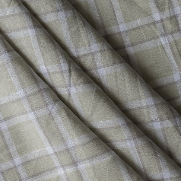 Misty Sage Check linen fabric in light sage with grey and white grid, yarn dyed, 100% linen, 135 GSM, 60 LEA