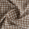Mocha Gingham 100% Linen Fabric with 1.25cm checks in mocha and off-white – extra wide, European Flax™ certified