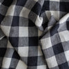 Navy Check extra wide 100% linen fabric with navy, chambray navy and white 2.5cm checks for curtains, bedding and garments
