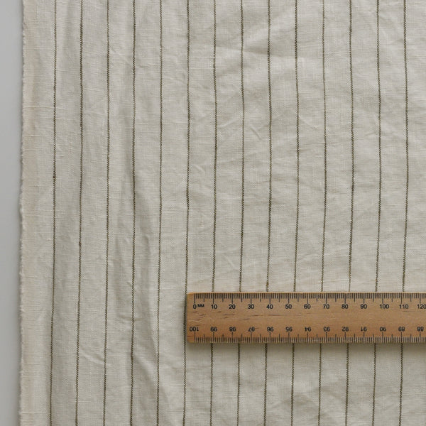 Olive Thread Stripe Extra Wide 100% Linen Fabric