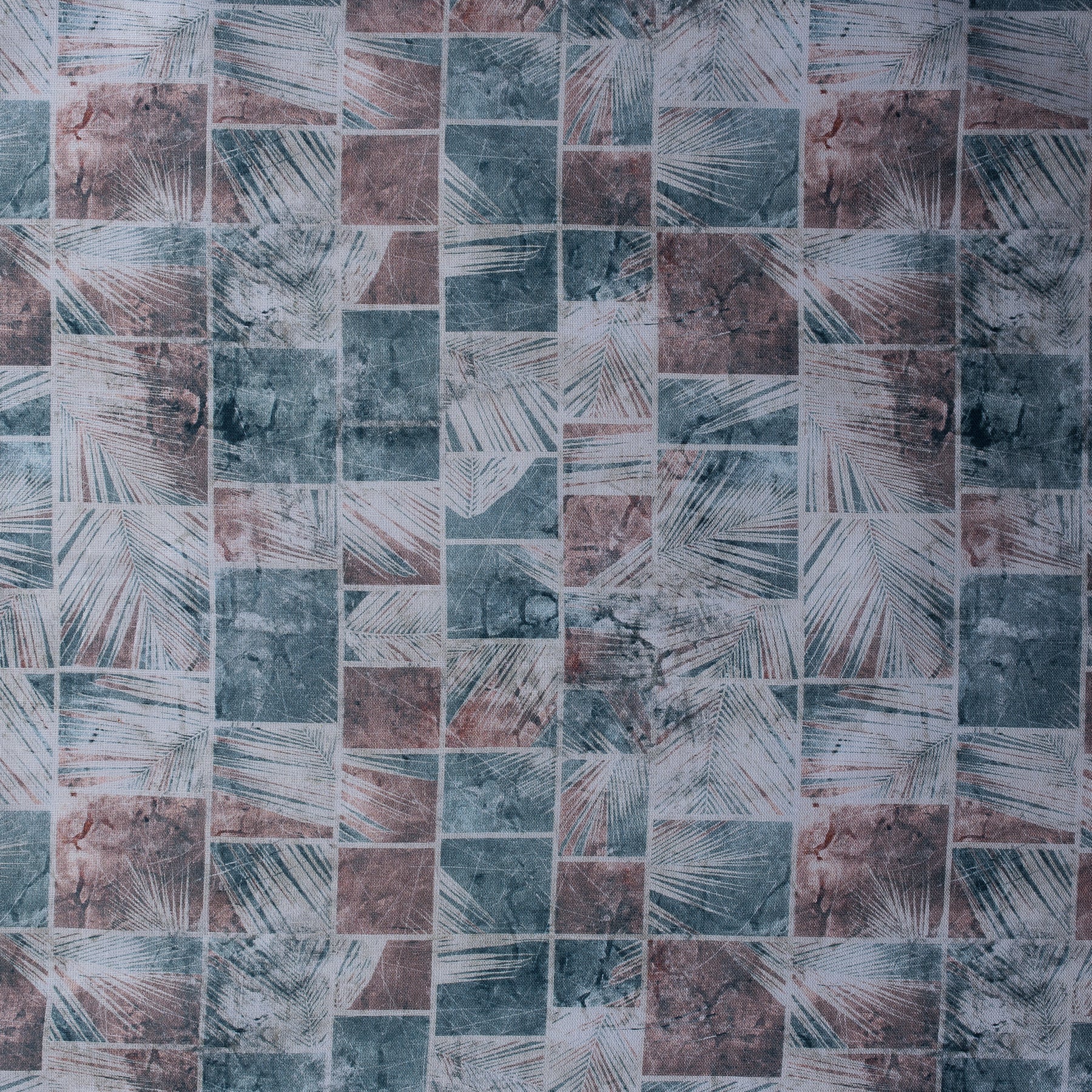 Outback Oasis Linen Blend Fabric - Palm Leaf Print, Brown & Teal – de Linum
