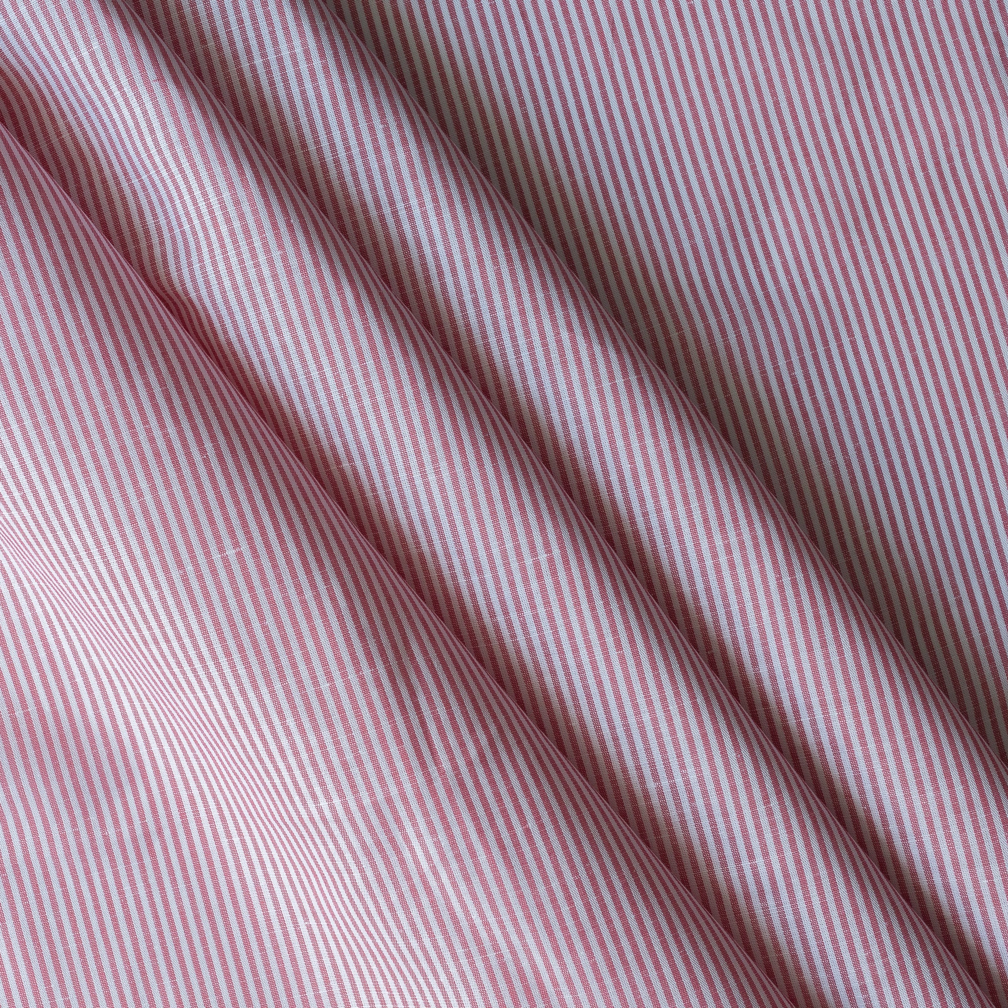Linwood Raspberry Fabric Raspberry Pinstripe Linen Fabric – Red Stripe 130 GSM | de Linum