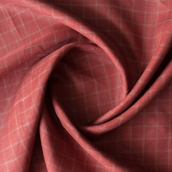 Close-up of red checkered fabric with a visible pattern